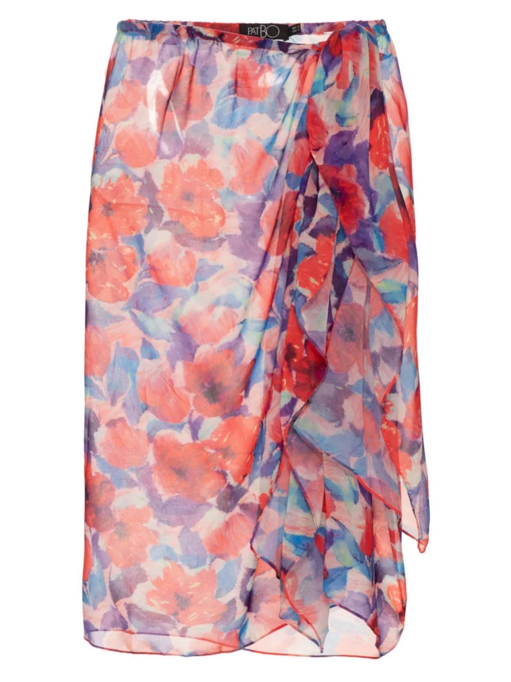 PatBO Coral Floral Sheer Swim Sarong SAÍDA DE PRAIA MÍDI VIOLET size 0